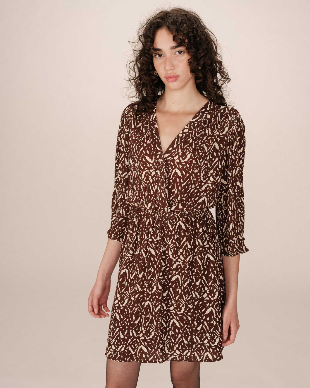 Robe courte imprimé chocolat SUZIE